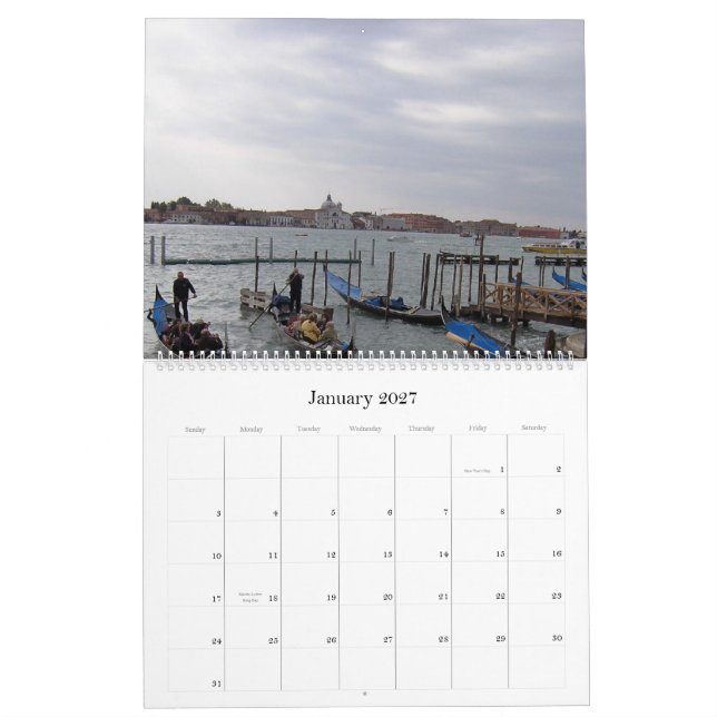 gondolas, Venice, 2010 - Customised Calendar (Jan 2027)