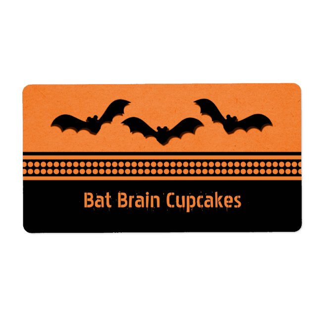 Gone Batty Halloween Baking Labels, Orange (Front)