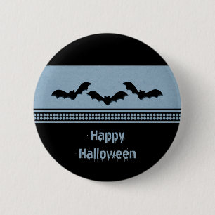 Gone Batty Halloween Button, Light Blue 6 Cm Round Badge