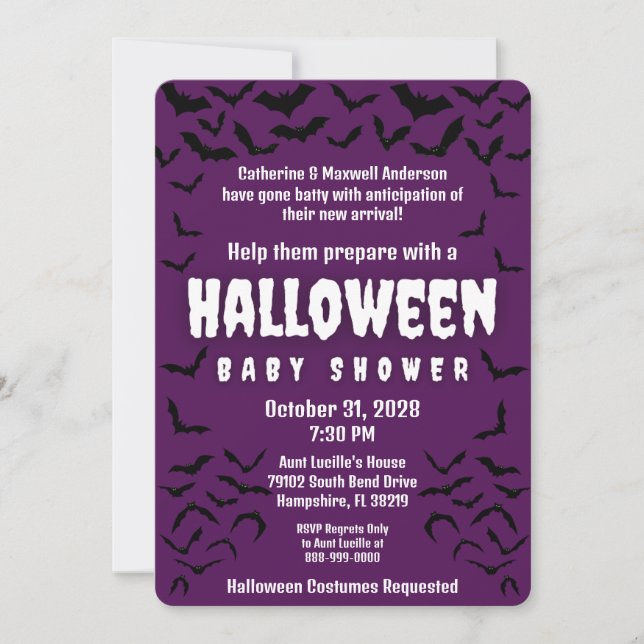 Gone Batty Halloween Costume Party Baby Shower Invitation (Front)