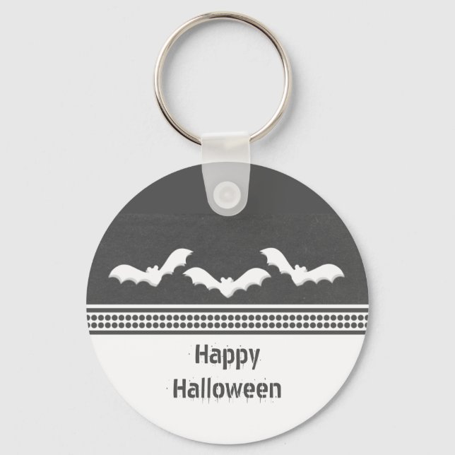 Gone Batty Halloween Keychain, Dark Grey Key Ring (Front)