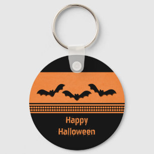 Gone Batty Halloween Keychain, Orange Key Ring