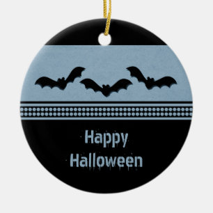 Gone Batty Halloween Ornament, Light Blue Ceramic Tree Decoration
