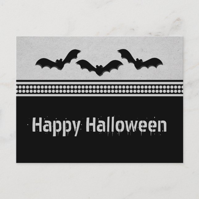 Gone Batty Halloween Postcard, Light Grey Postcard (Front)