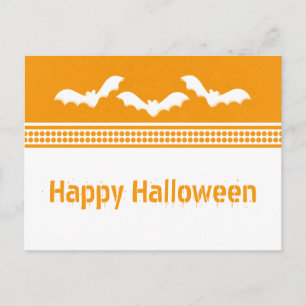 Gone Batty Halloween Postcard, Orange & White Postcard