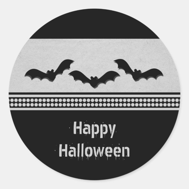 Gone Batty Halloween Stickers, Light Grey Classic Round Sticker (Front)