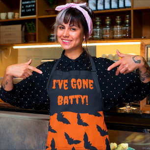 Gone Batty! Orange and Black Halloween Apron