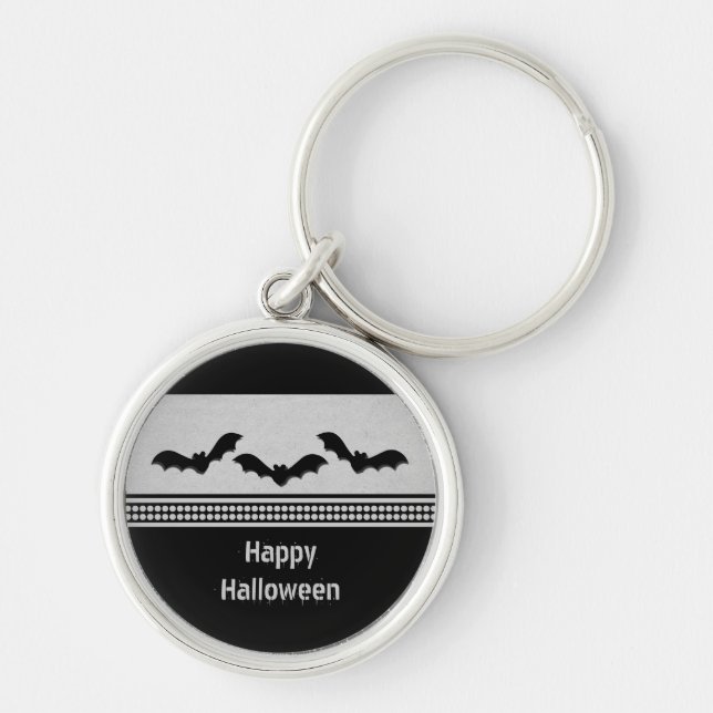 Gone Batty Premium Keychain, Light Grey Key Ring (Front)