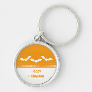 Gone Batty Premium Keychain, Orange & White Key Ring