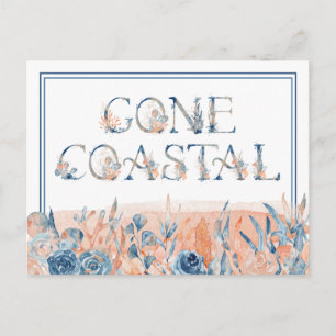 Gone Coastal Blue Coral Watercolor I've Moved Post Postcard