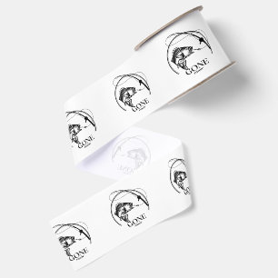 Gone Fishin' Black And White Grosgrain Ribbon