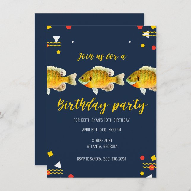 Gone Fishin' Boys Fishing Theme Brithday Party  Invitation (Front/Back)