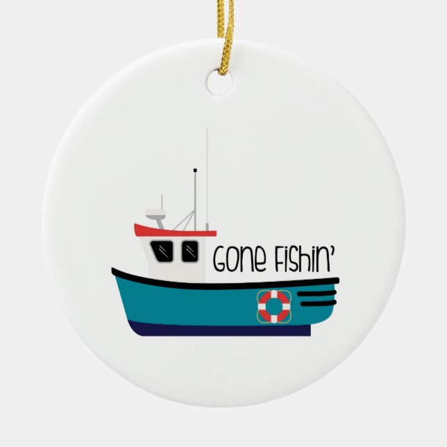 Gone Fishin' Ceramic Tree Decoration (Front)