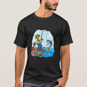 Gone Fishin' With A Cat By The Pier T-Shirt