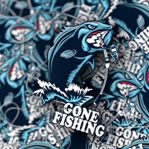 Gone Fishing Bass Blue Sticker   Die-Cut Sticker