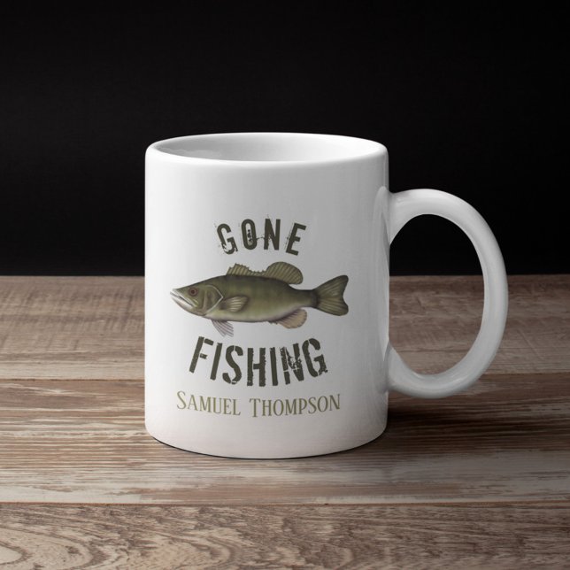 Gone Fishing Bass Fish Modern Fisherman Coffee Coffee Mug (Creator Uploaded)