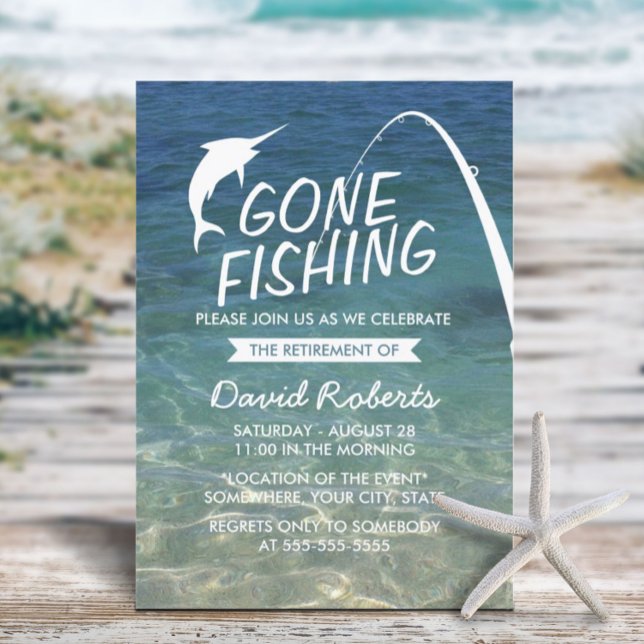 Gone Fishing Beach Retirement Party Invitation (Creator Uploaded)