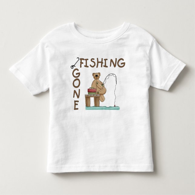 Gone Fishing Bear Toddler T-Shirt (Front)
