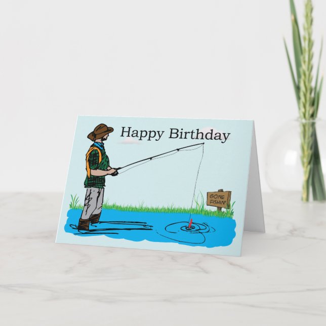 Gone Fishing Birthday Card (Front)
