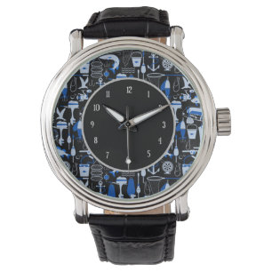 Gone Fishing Blue Pattern Watch