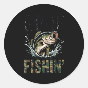 Gone Fishing Camo B Fish Boy Youth Men Funny Fishi Classic Round Sticker