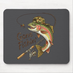 Gone Fishing Camouflage Trout Fish Vintage Fishing Mouse Pad