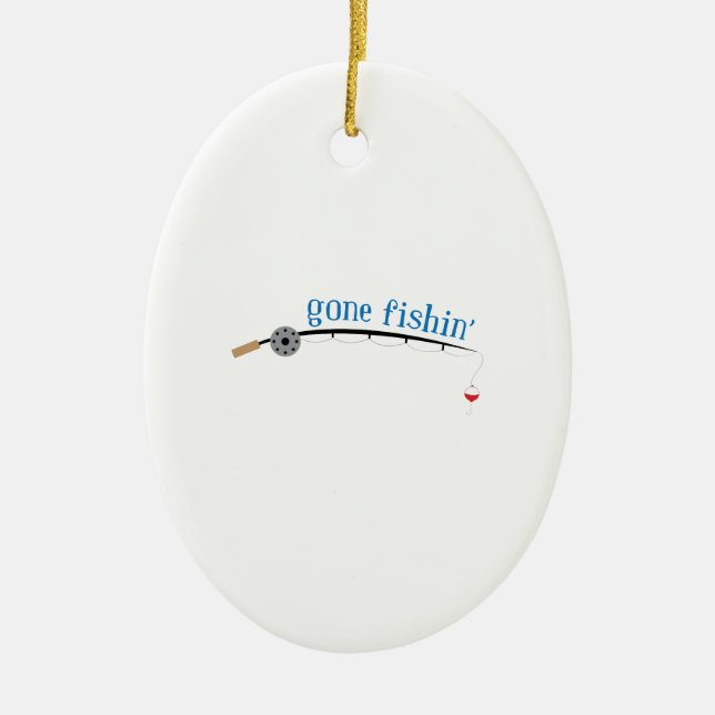 Gone Fishing Ceramic Tree Decoration (Front)