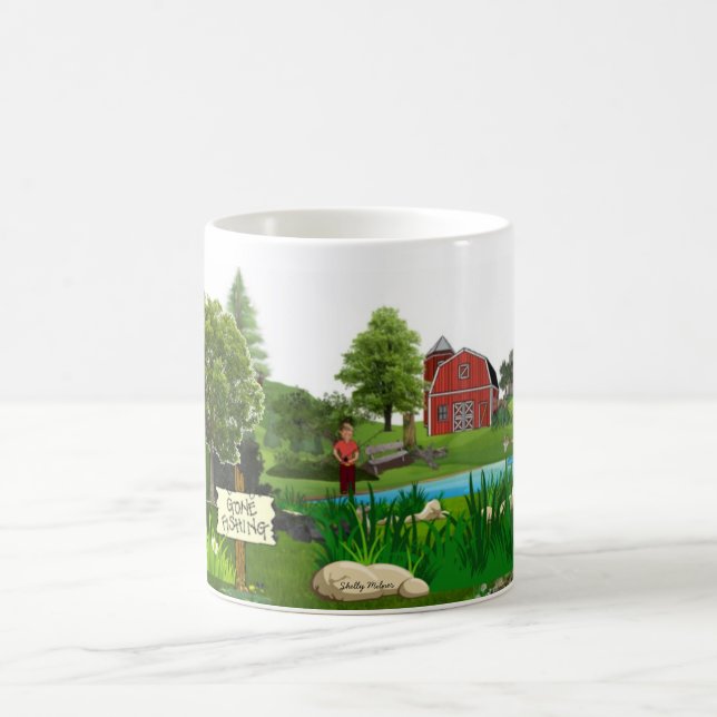 Gone Fishing Coffee Mug, Cup (Center)