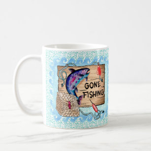 Gone Fishing custom name mug 