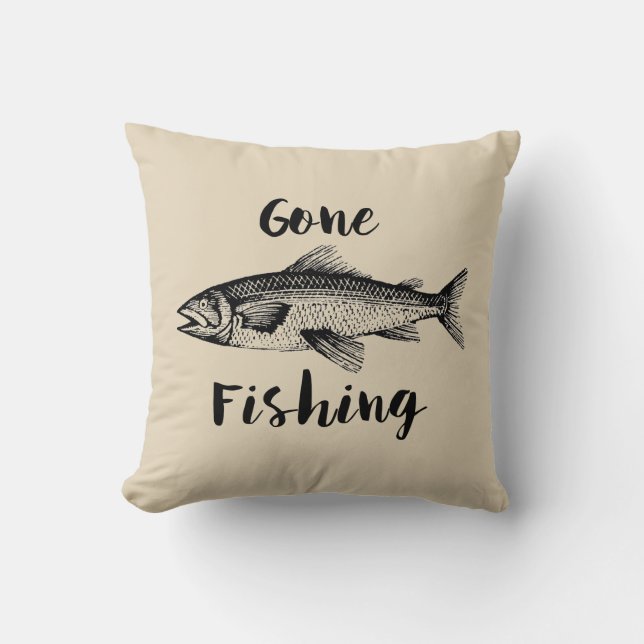 Gone Fishing Decorative Throw Pillow (Front)
