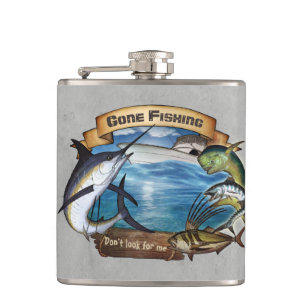 Gone Fishing - Don't look for me Hip Flask