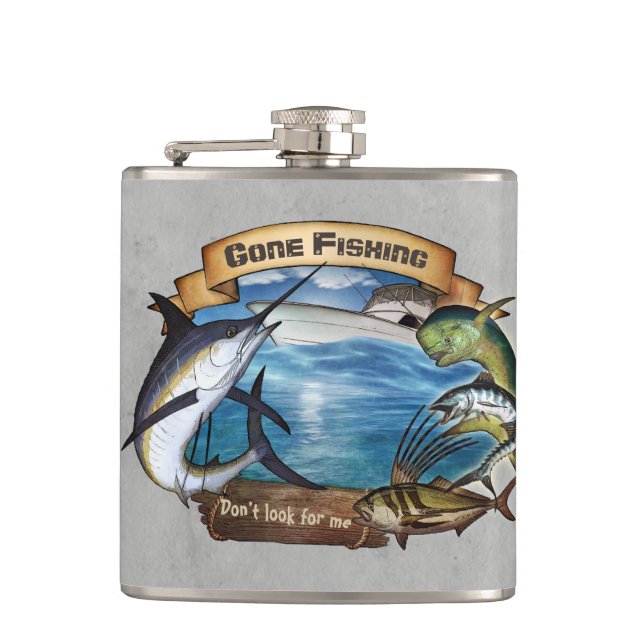 Gone Fishing - Don't look for me Hip Flask (Front)