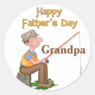 Gone Fishing Father's Day - Grandpa Classic Round Sticker