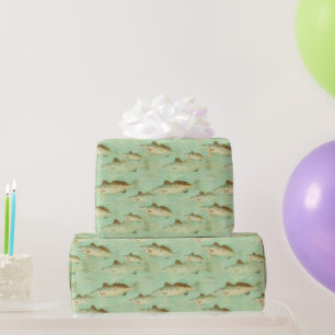 Gone Fishing Fish Pattern Fisherman Sports  Wrapping Paper