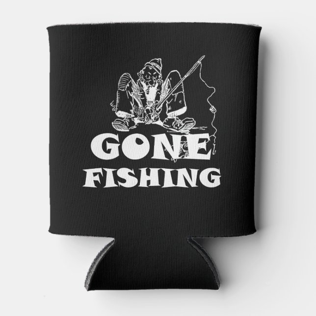 Gone Fishing Funny Custom Can Cooler (Front)