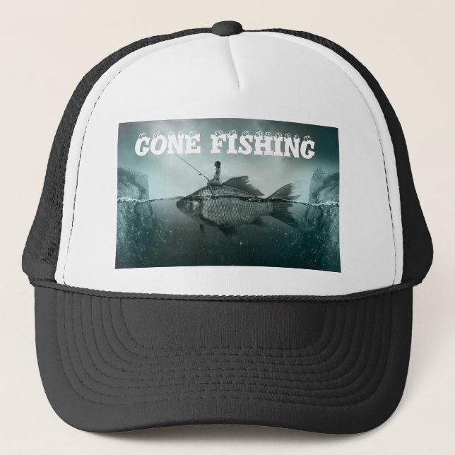 Gone Fishing Funny Fisherman Hat (Front)