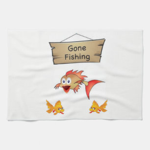 gone fishing kitchen hand towel