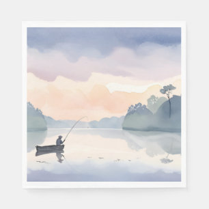 Gone Fishing   Lake Airy Watercolor Painting Napkin