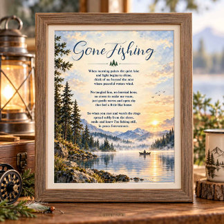 Gone Fishing Memorial Funeral Poem  Poster