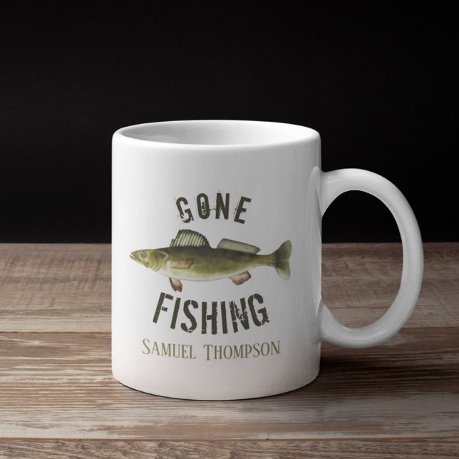 Gone Fishing Modern Fisherman Angler  Coffee Mug (Creator Uploaded)