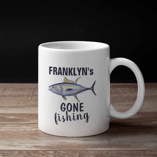 Gone Fishing Modern Fisherman Tuna Fish Ocean Coffee Mug (Creator Uploaded)