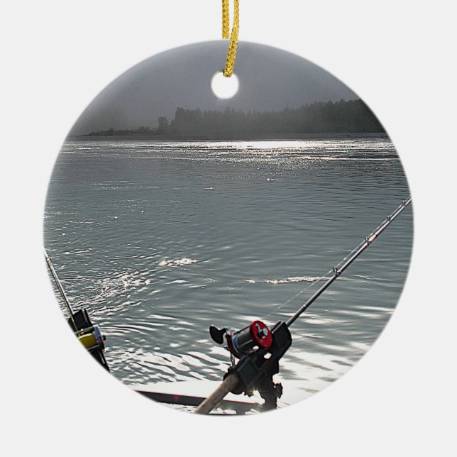 Gone Fishing No Work Today Ceramic Tree Decoration (Front)