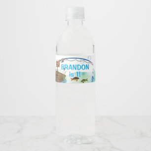 Gone fishing O-fish-ally themed birthday Water Bottle Label