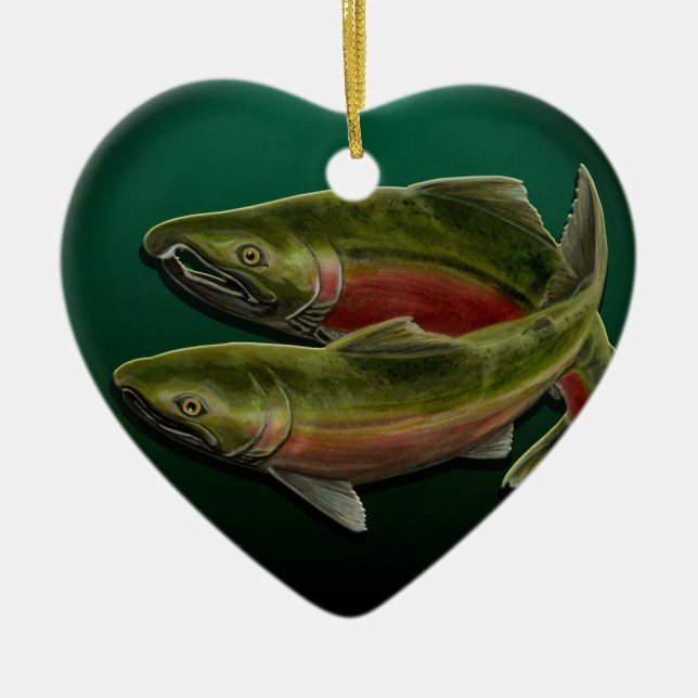 Gone Fishing Ornament Personalised Salmon Gift (Front)