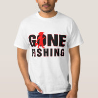 Gone Fishing-Red & Black Text Design