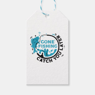 Gone Fishing Rod Fisher Fish Fisherman Fishing Gift Tags