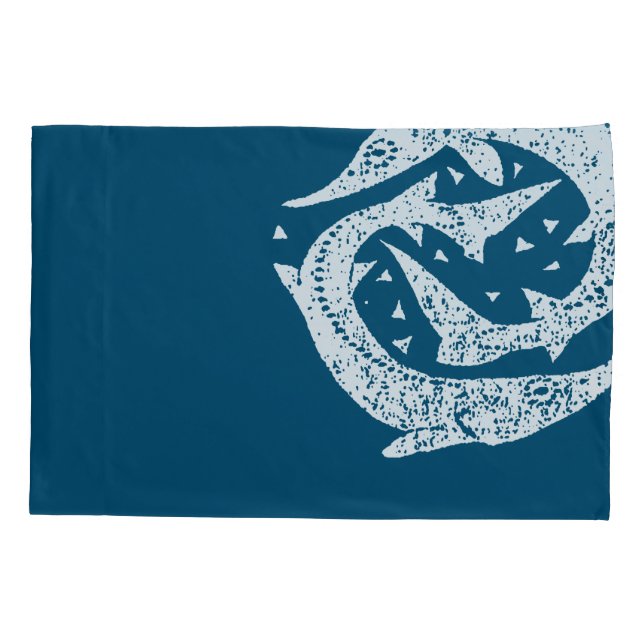 GONE FISHING STURGEON WOODCUT ART PILLOWCASE (Back)