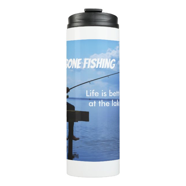 Gone Fishing Sunset Retired Fisherman Gift Thermal Tumbler (Front)