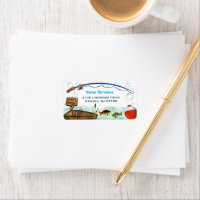 Gone fishing themed address label