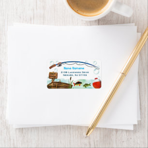 Gone fishing themed address label